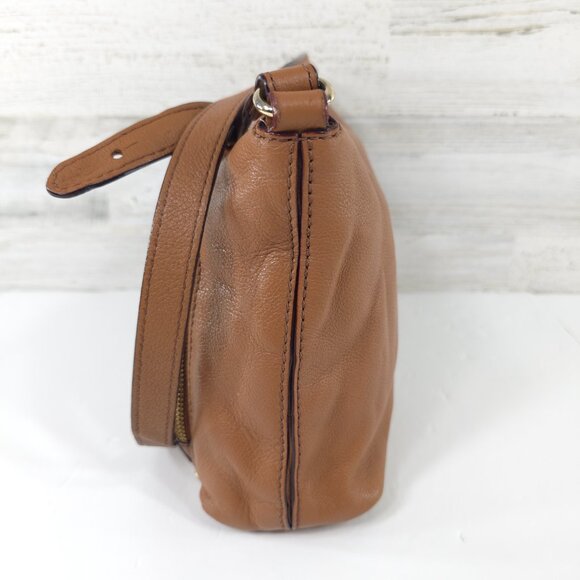KATE SPADE NEW YORK TAN BROWN PEBBLED LEATHER SMALL CROSSBODY BAG ZIPPER ❗AS-IS❗ - Picture 7 of 16